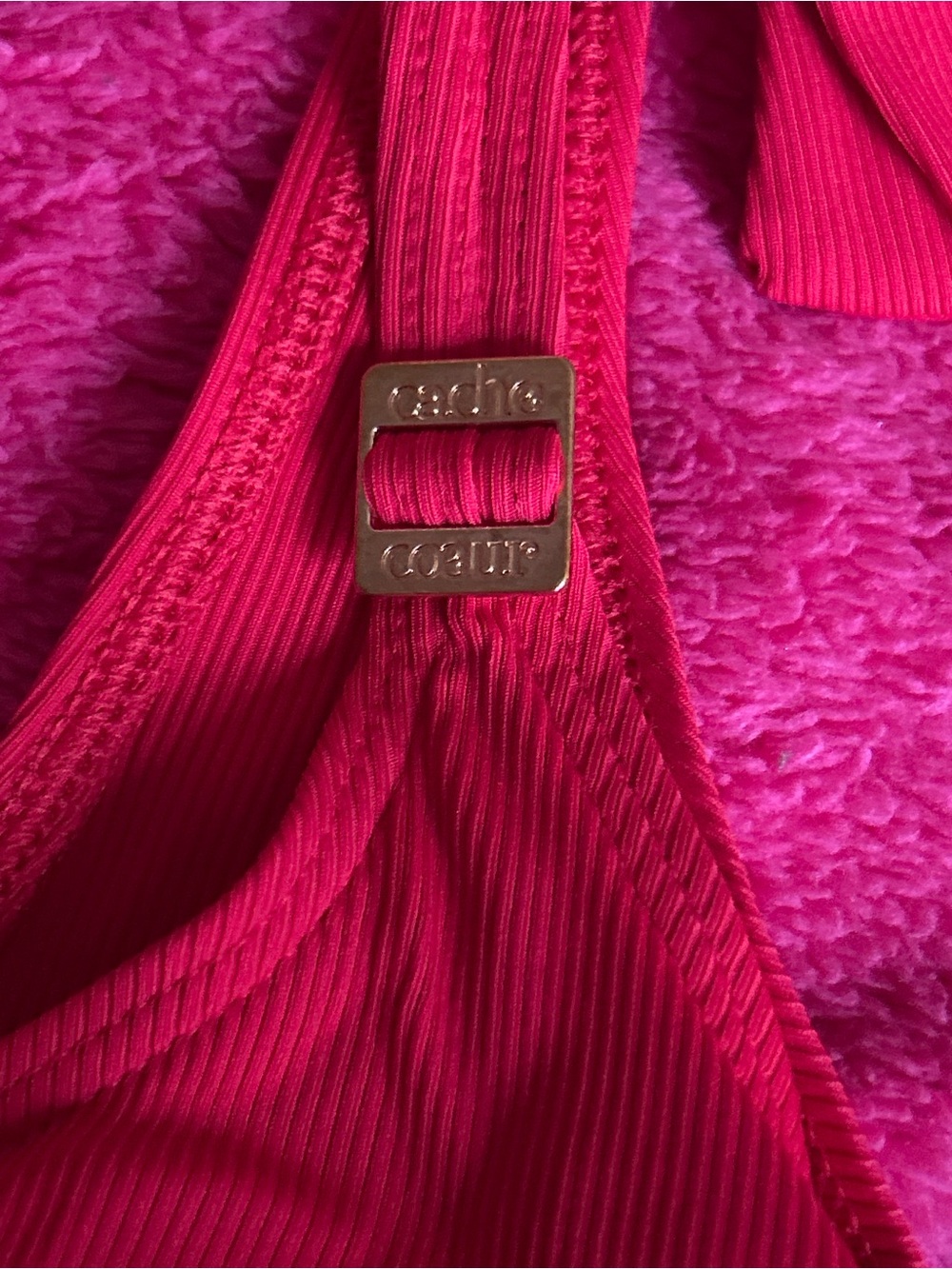 Cache Red Ribbed Tie-Shoulder Bikini Set - Picture 5 of 5